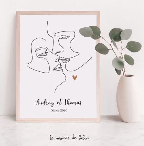 Affiche personnalisée couple dessin