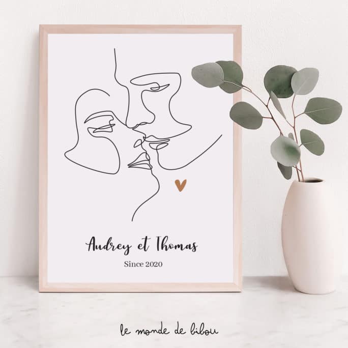 Affiche personnalisée couple dessin