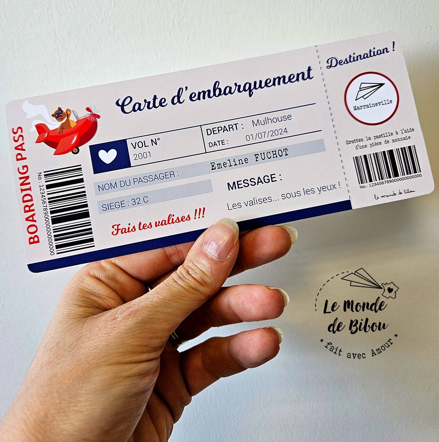 Carte d'embarquement à gratter
