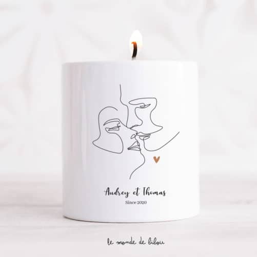 Bougie personnalisée couple dessin