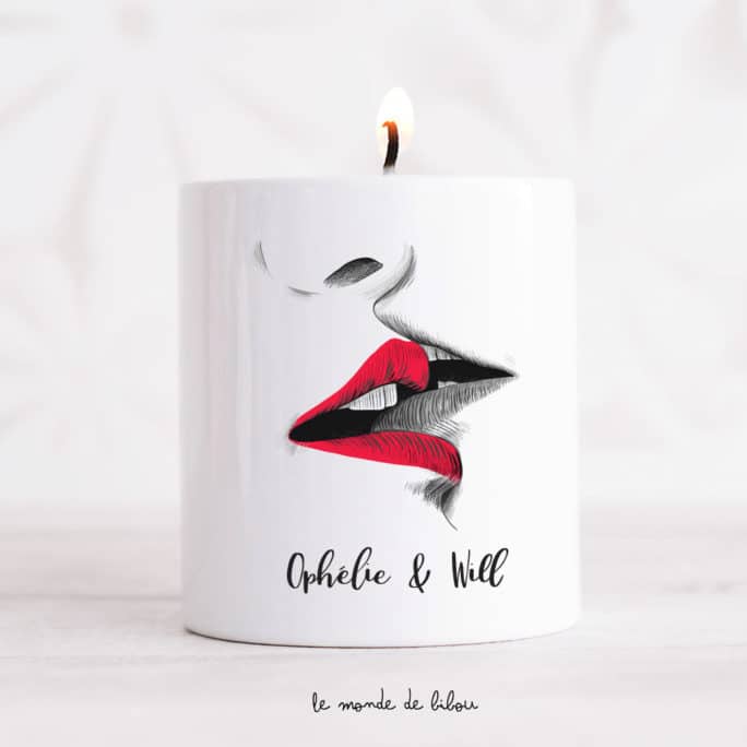 Bougie personnalisée couple baiser