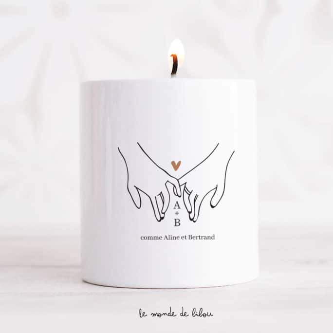 Bougie personnalisée couple initiales