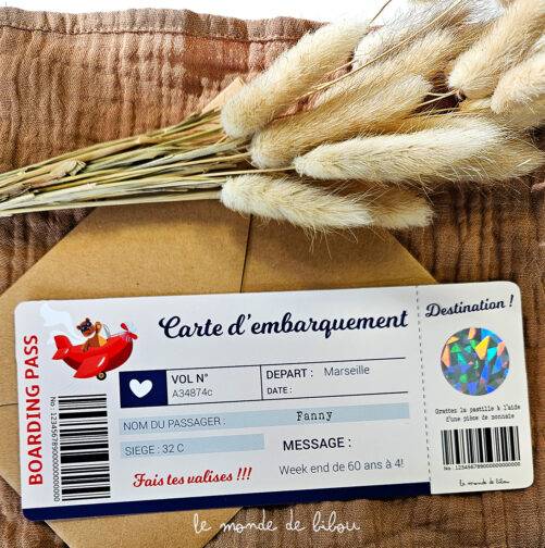 Carte d'embarquement à gratter