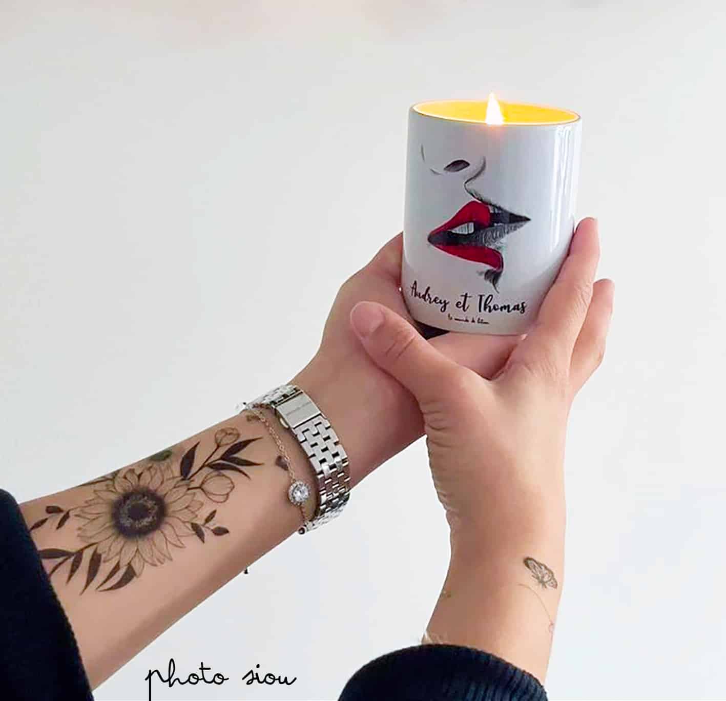 Bougie personnalisée couple baiser