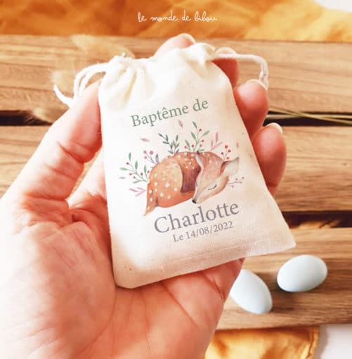 Sac ballotin dragées petite biche
