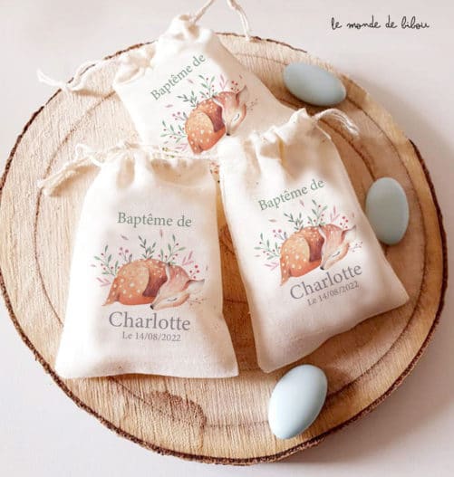 Sac ballotin dragées petite biche