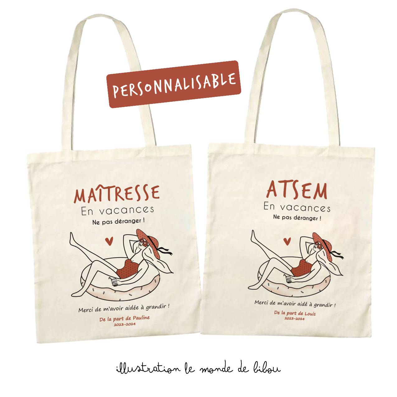 Sacs Maîtresse et Atsem en vacances
