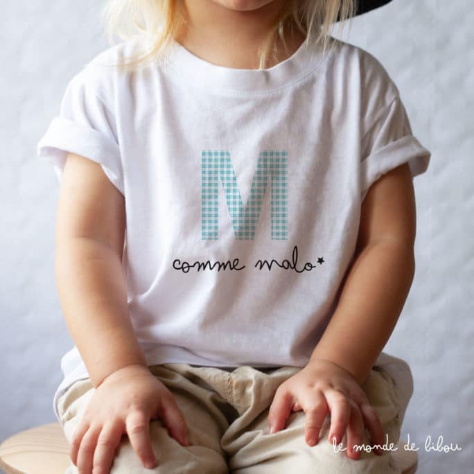 T-Shirt personnalisé Initiale Vichy