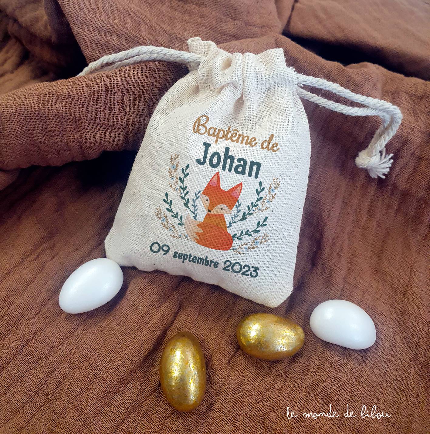 Sac ballotin dragées Petit Renard