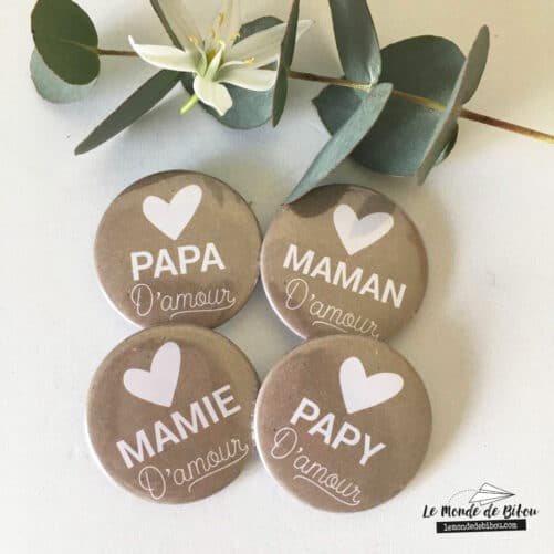 Lot de 4 Badges Family d'amour