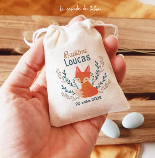 Sac ballotin dragées Petit Renard