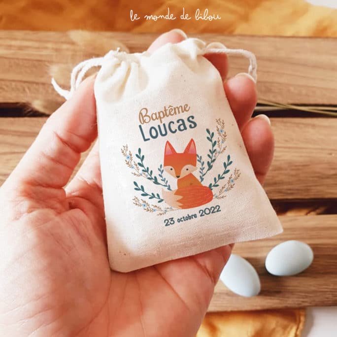 Sac ballotin dragées Petit Renard