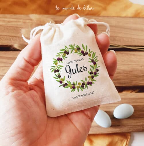 Sac ballotin dragées Olivier