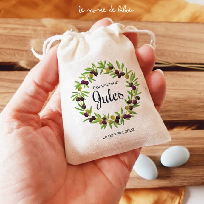 Sac ballotin dragées Olivier