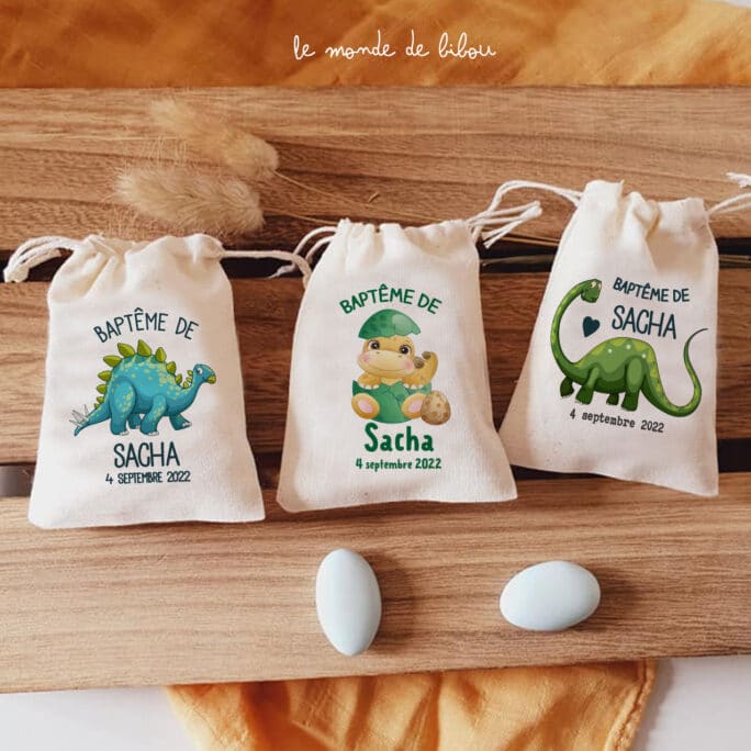 Sac ballotin dragées Dinosaures