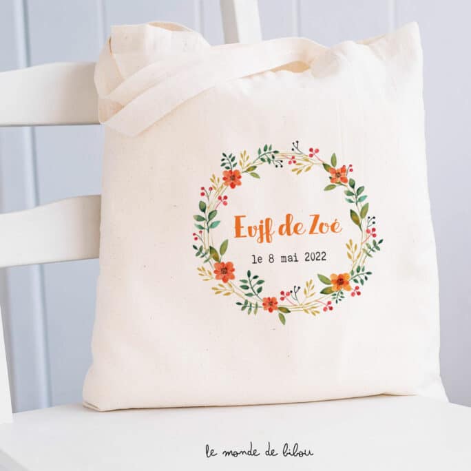 Tote bag EVJF Couronne de fleurs