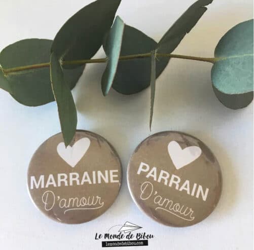 Lot Badges parrain marraine d'amour