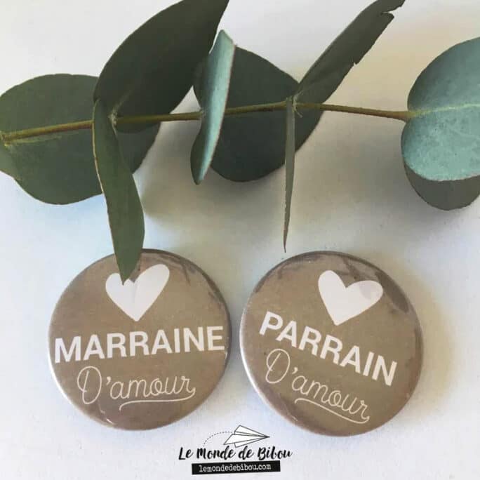 Lot Badges parrain marraine d'amour