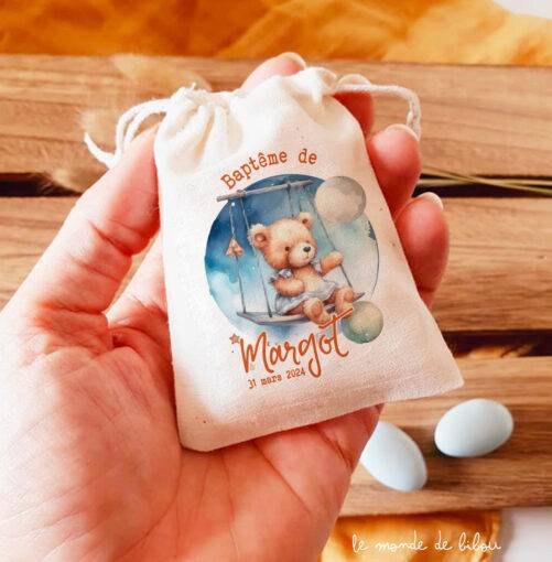 Sac pochon dragées petit ourson