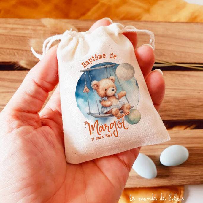 Sac pochon dragées petit ourson