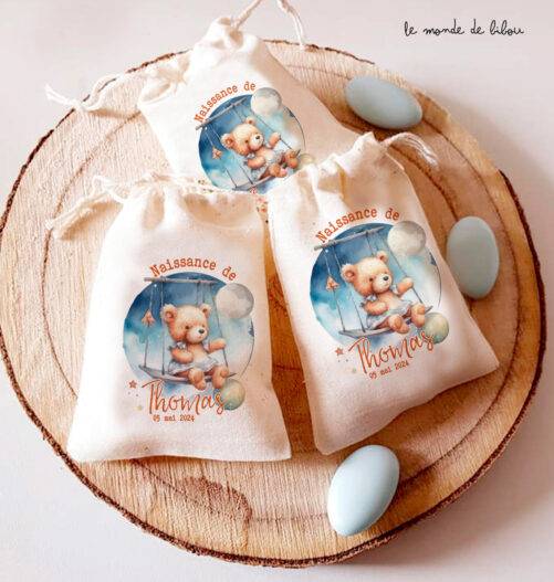 Sac pochon dragées petit ourson