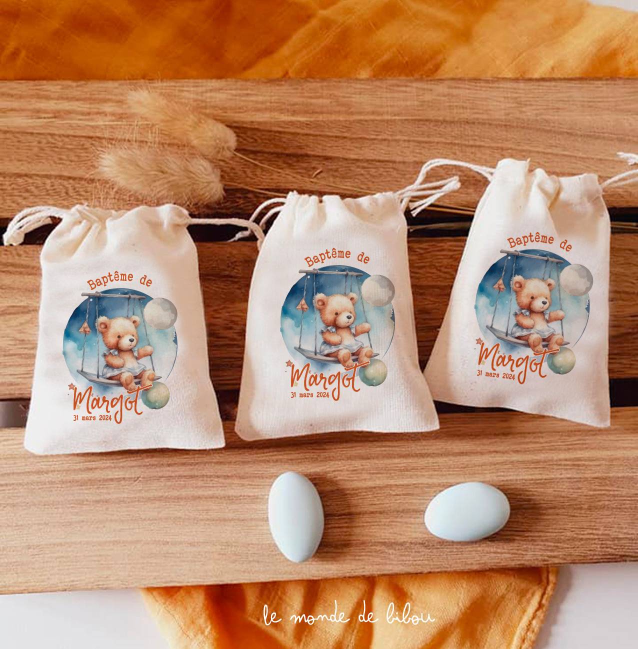 Sac pochon dragées petit ourson