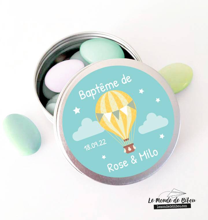 Boîte à dragées personnalisée Montgolfière