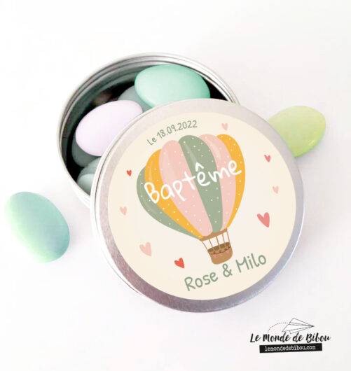 Boîte à dragées personnalisée Montgolfière