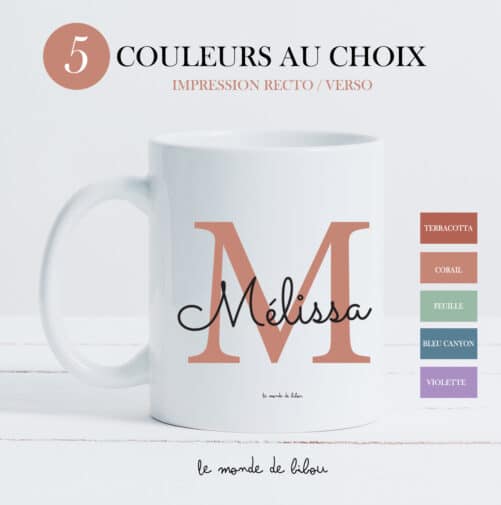 Mug personnalisé Initiale couleurs