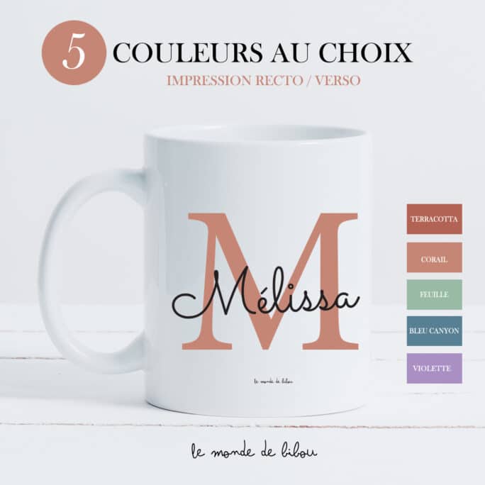 Mug personnalisé Initiale couleurs
