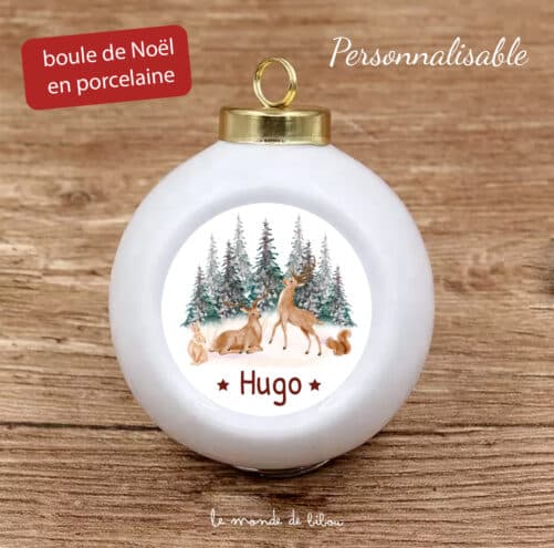Boule de Noël en porcelaine Cerfs de Noël