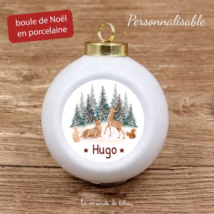 Boule de Noël en porcelaine Cerfs de Noël