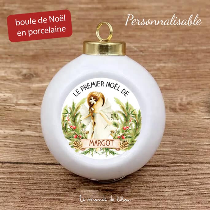 Boule de Noël en porcelaine Fée