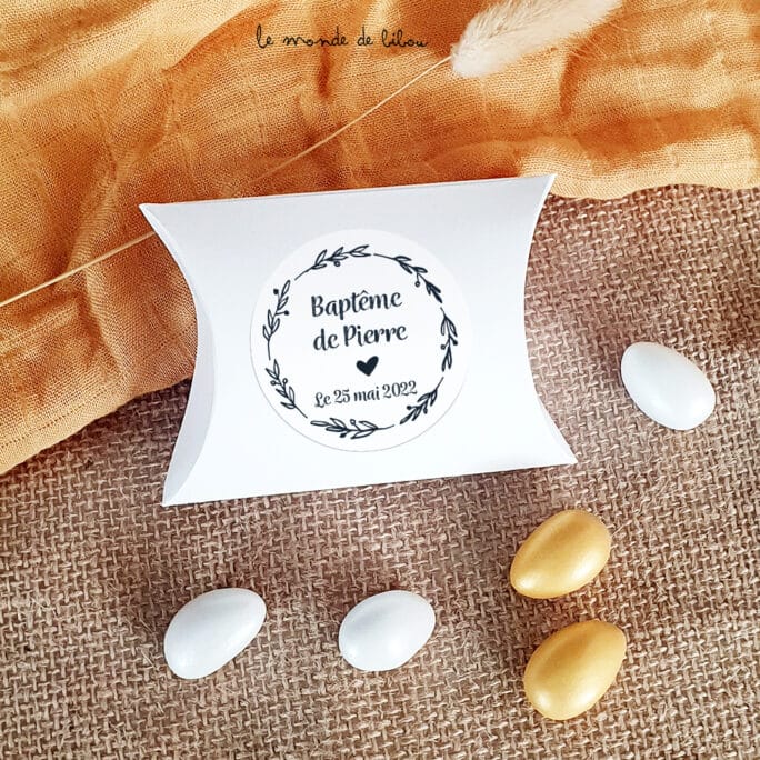 Boîte dragées carton Couronne de laurier
