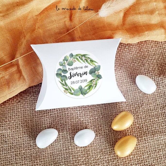 Boîte dragées carton Eucalyptus