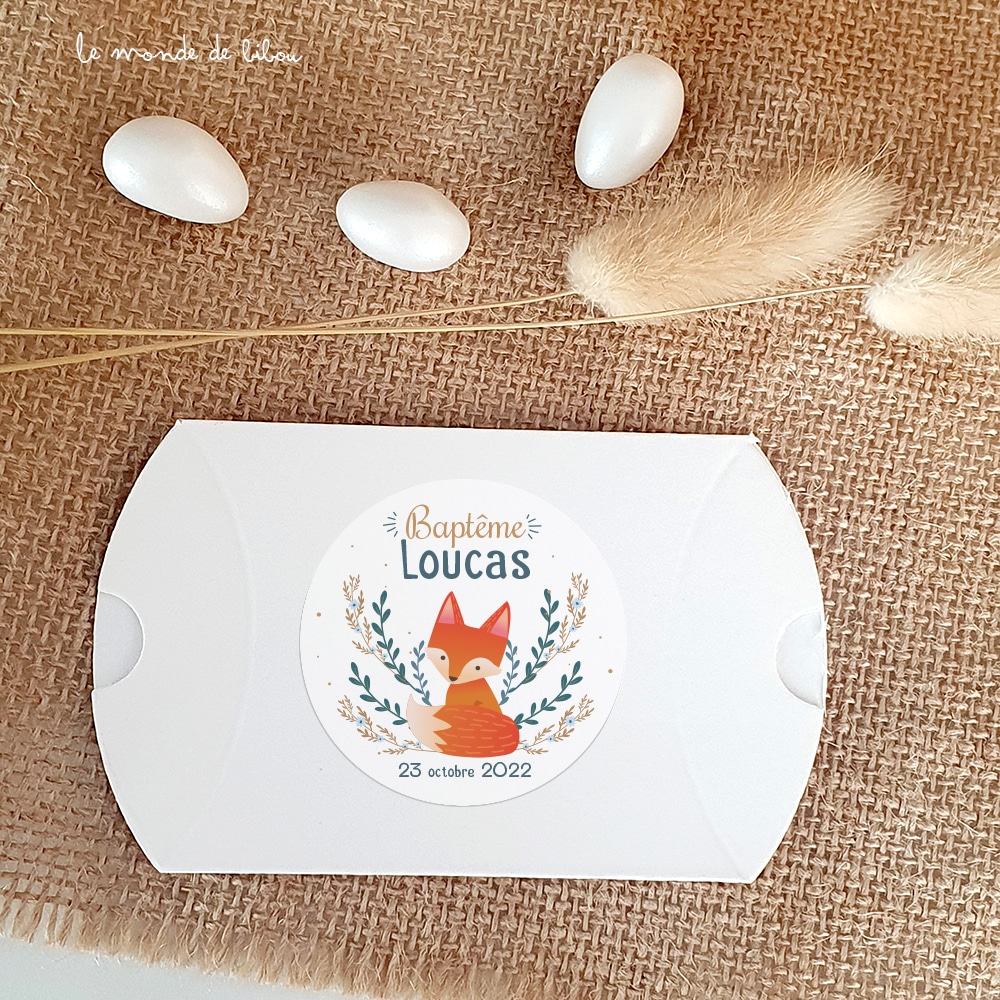 Boîte dragées carton Renard