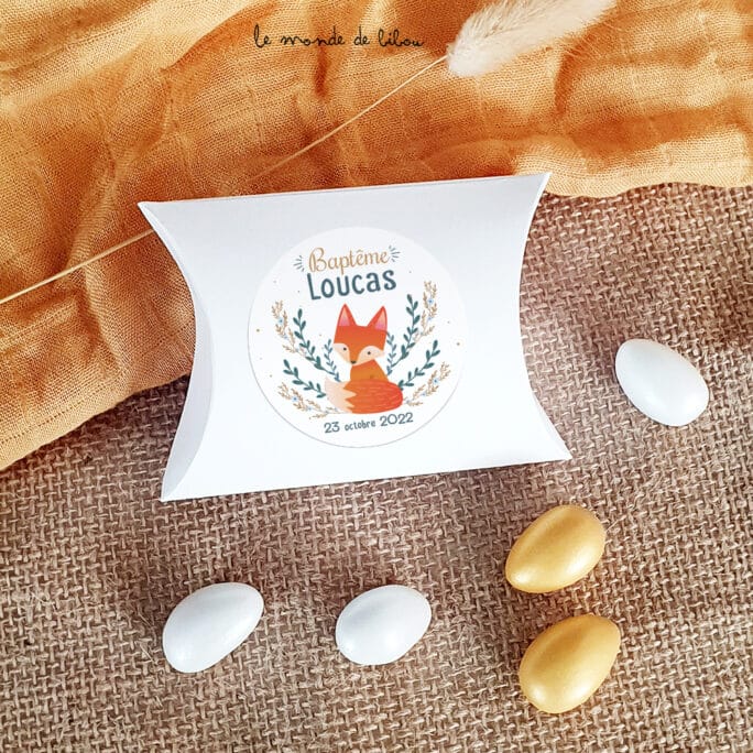 Boîte dragées carton Renard