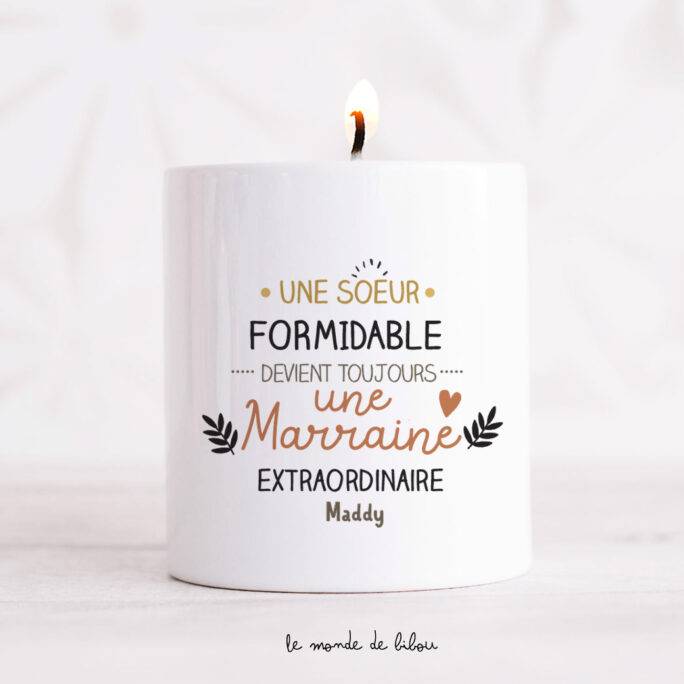 Bougie Marraine extraordinaire personnalisée