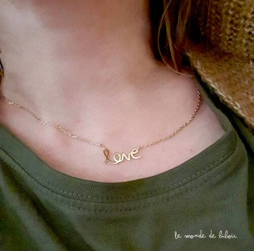 Collier plaqué or Love