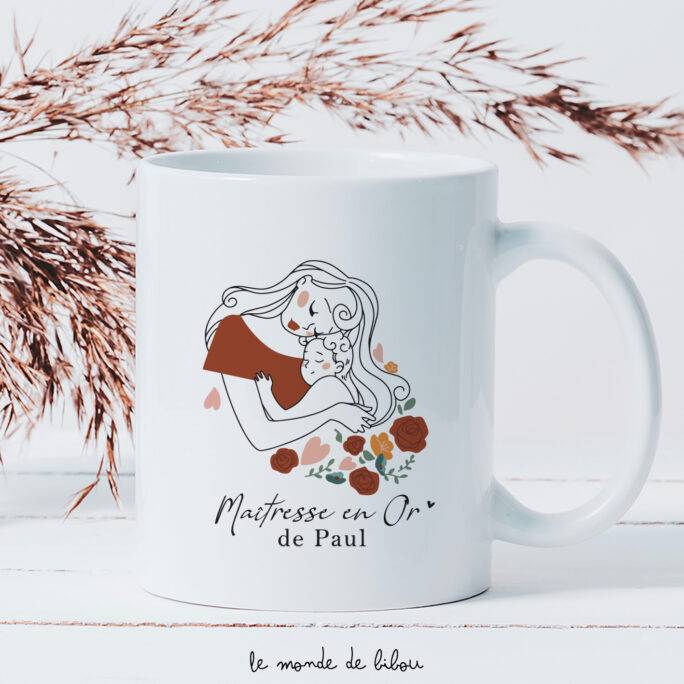 Mug Maîtresse en or personnalisé