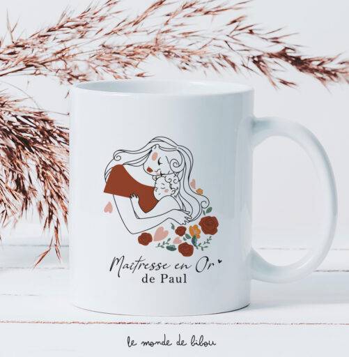 Mug Maîtresse en or personnalisé