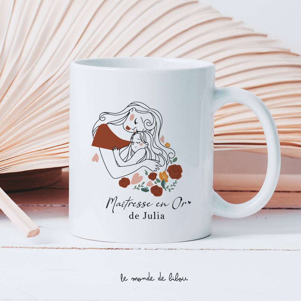 Mug Maîtresse en or personnalisé