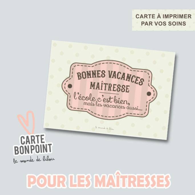 Carte Bon retro Maîtresse à télécharger