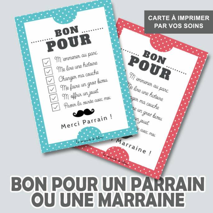 Carte Bon parrain ou marraine à télécharger