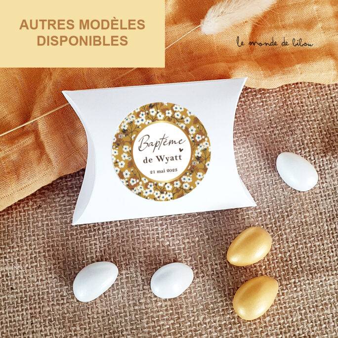 Boîte dragées carton Liberty caramel