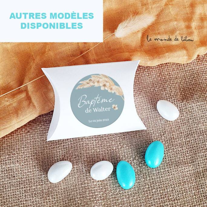 Boîte dragées carton Bohème bleu