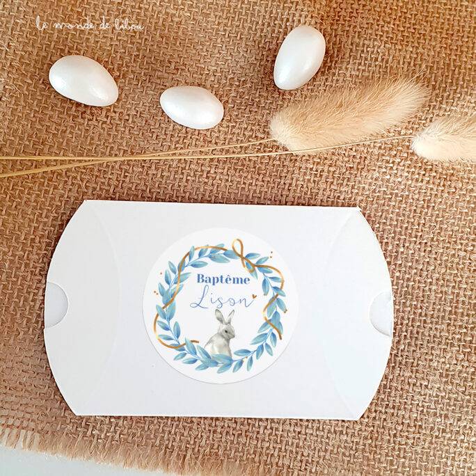 Boîte dragées carton Couronne lapin