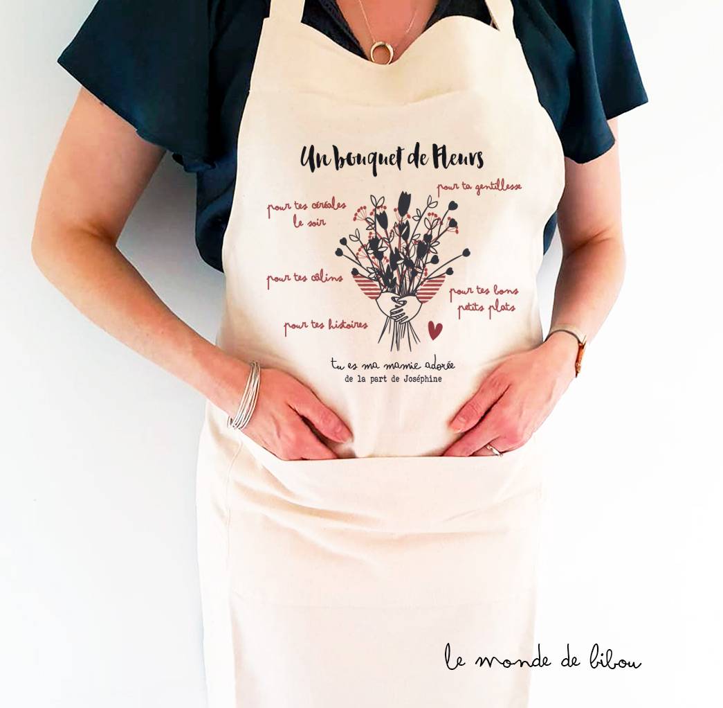 Tablier Bouquet de fleurs pour mamie