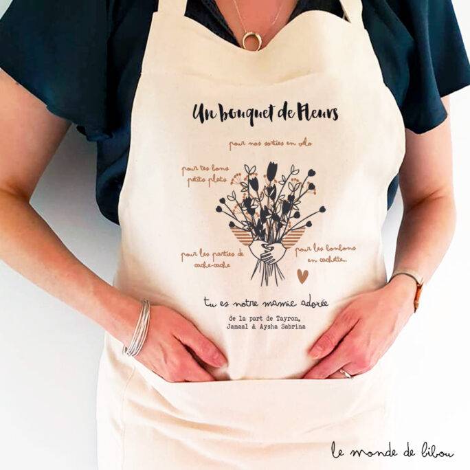 Tablier Bouquet de fleurs pour mamie