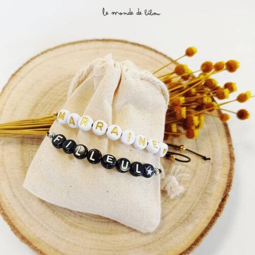 Carte bracelet perles Filleul.e personnalisée